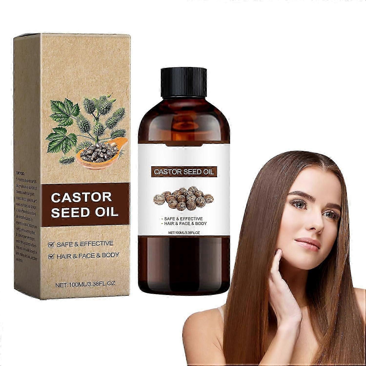 Castor Seed Oil, 100ml Castor Oil Organic Skin Oil Castor Oil Cold Pressed Castor Oil Organic Cold Pressed Natural Castor Oil Care for Skin, Hair, Bea