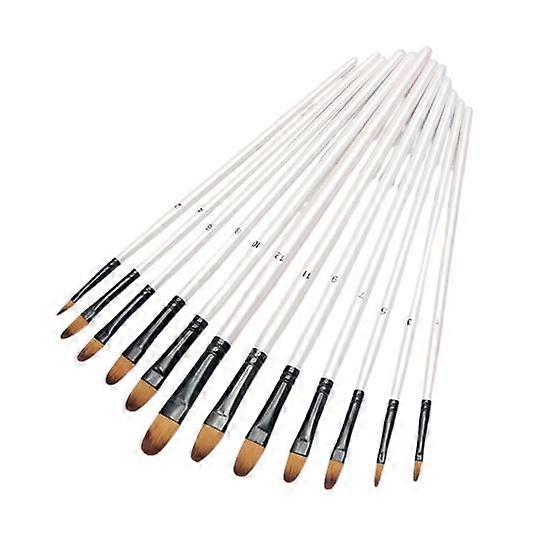 12Pcs Painting Brush Soft Bristles Wooden Handle Drawing Brush Set for Acrylic Watercolor Oil Painting