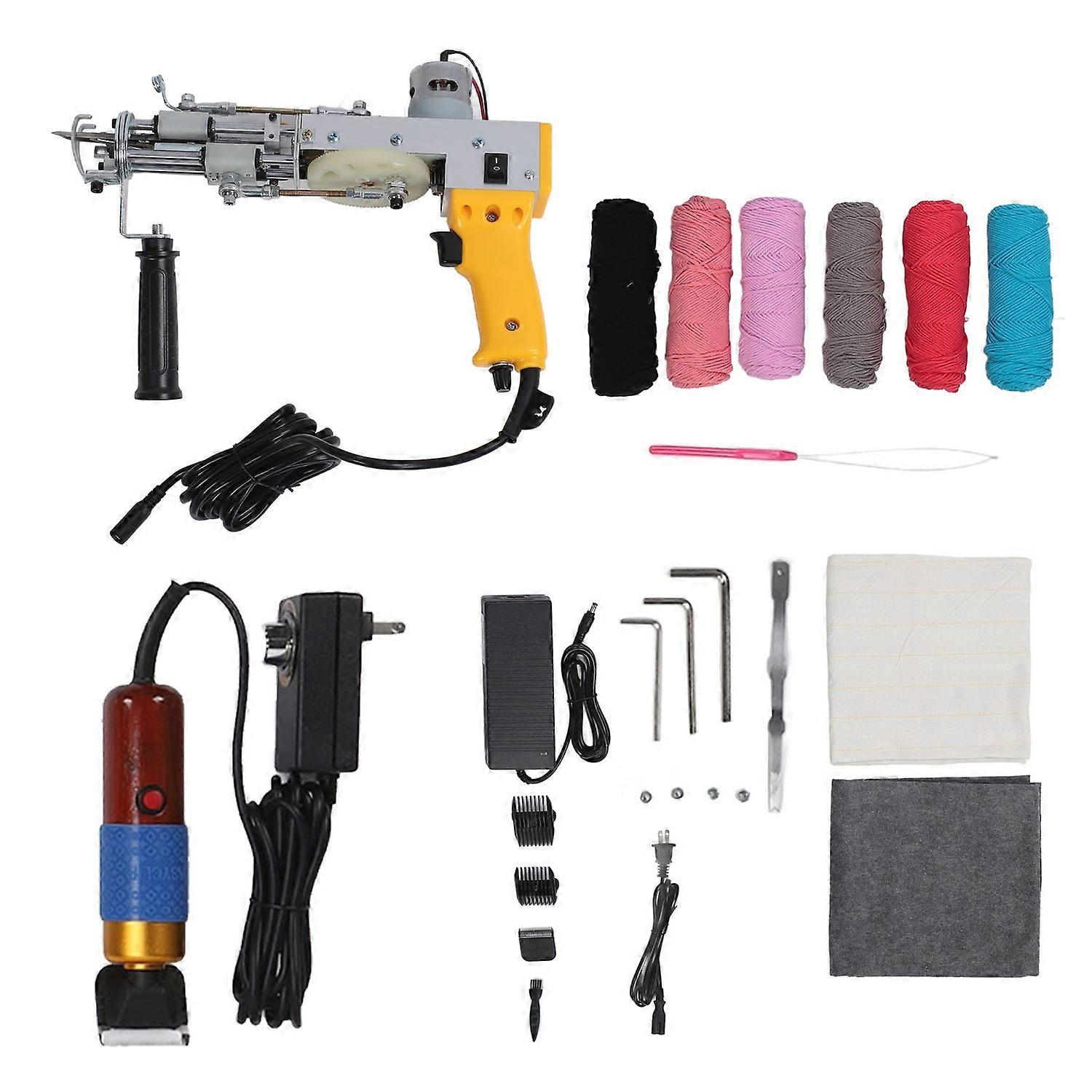 2 w 1 Cut Pile Loop Elektryczny pistolet do dywanów Zestaw startowy 40 ściegów na sekundę DIY Tufting Ma