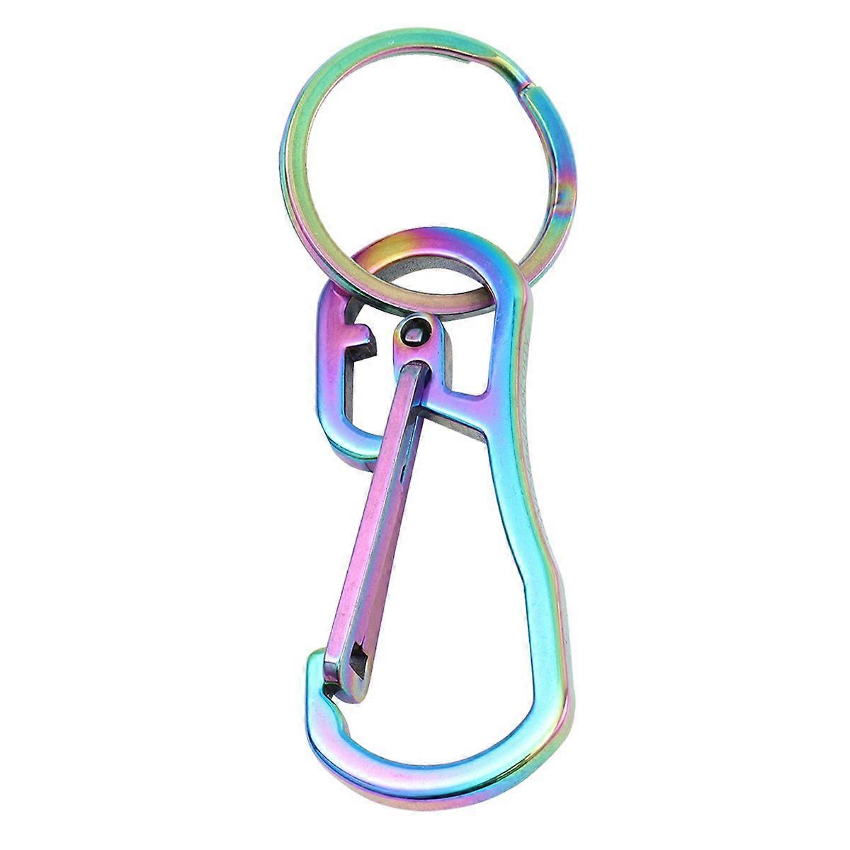 1pc Stainless Steel Key Chain Simple Design Metal Key Ring Key Holder for Men Women (Colorful Titanium)