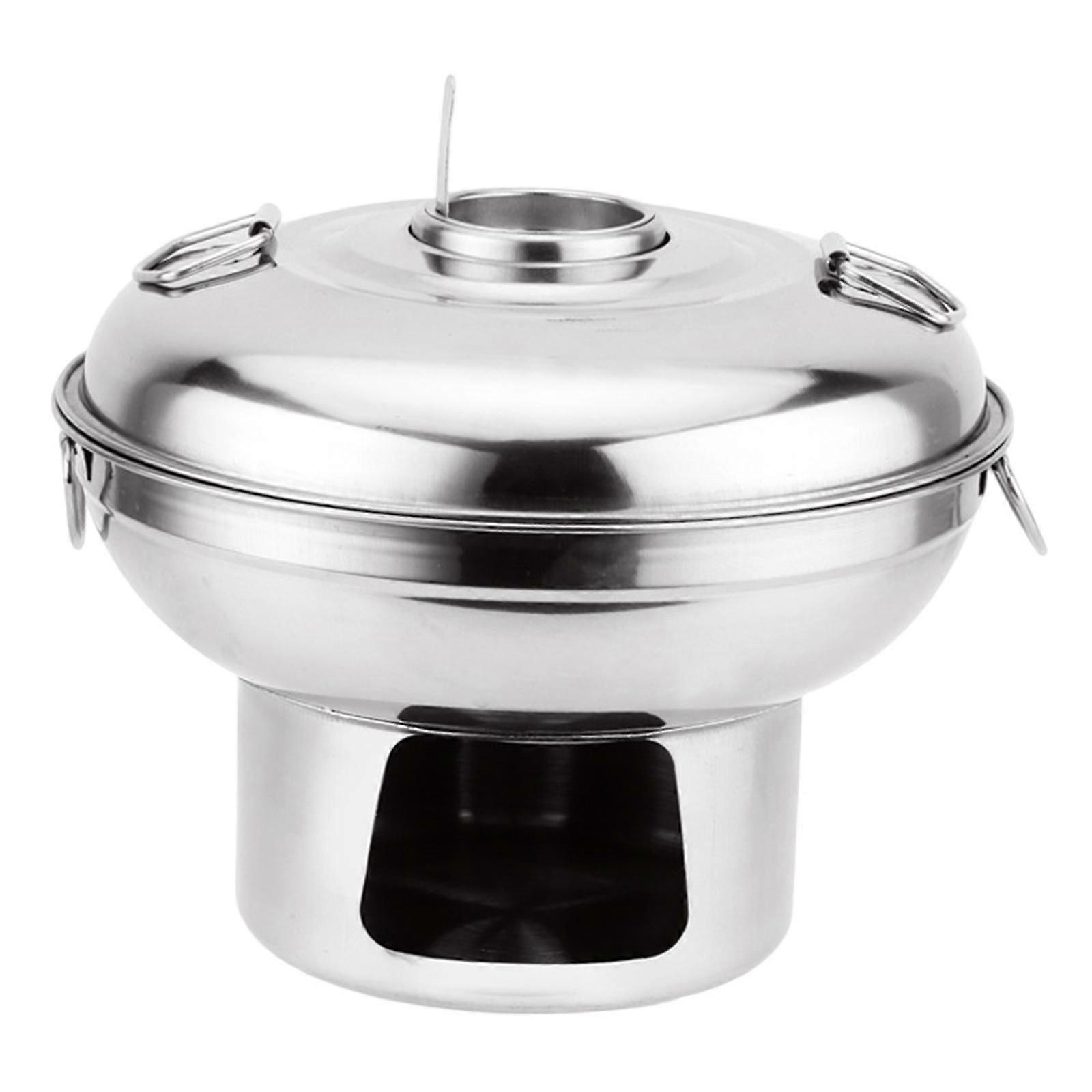 Cinese Piccolo Hot Pot Portatile In Acciaio Inox Hotpot per Camp Hotel 20cm argentato