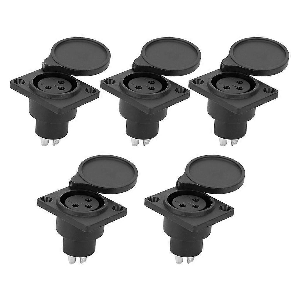 5Pcs 3pin XLR Waterproof Female Chassis Panel Plug o Socket for Power Microphone Connector