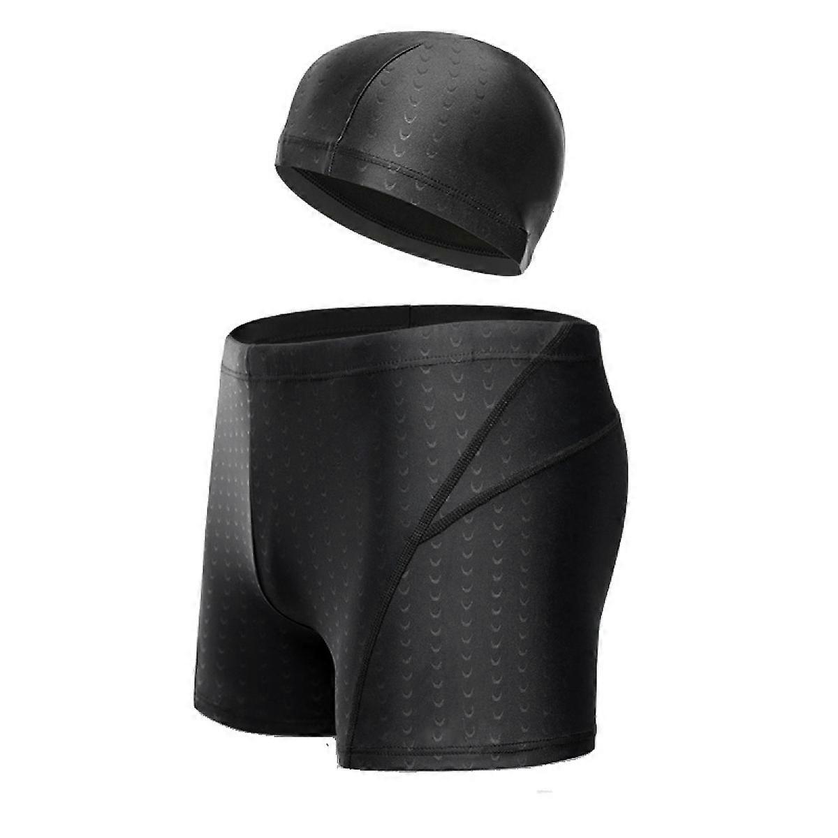 Waterproof Shark Skin Swimming Trunks for Men, Solid Color Set