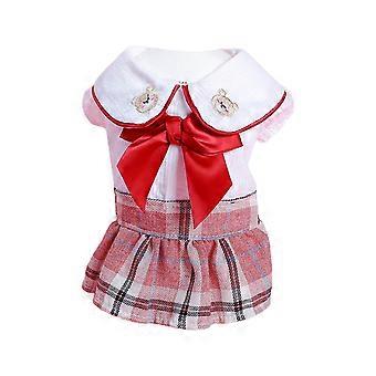 Sukienka dla psa Bowknot dla psa Sukienka księżniczki Sukienka dla szczeniąt Sukienka w kratę dla psa Sukienki dla psa dla małego psa Sukienka dla zwierząt domowych Różowa XS