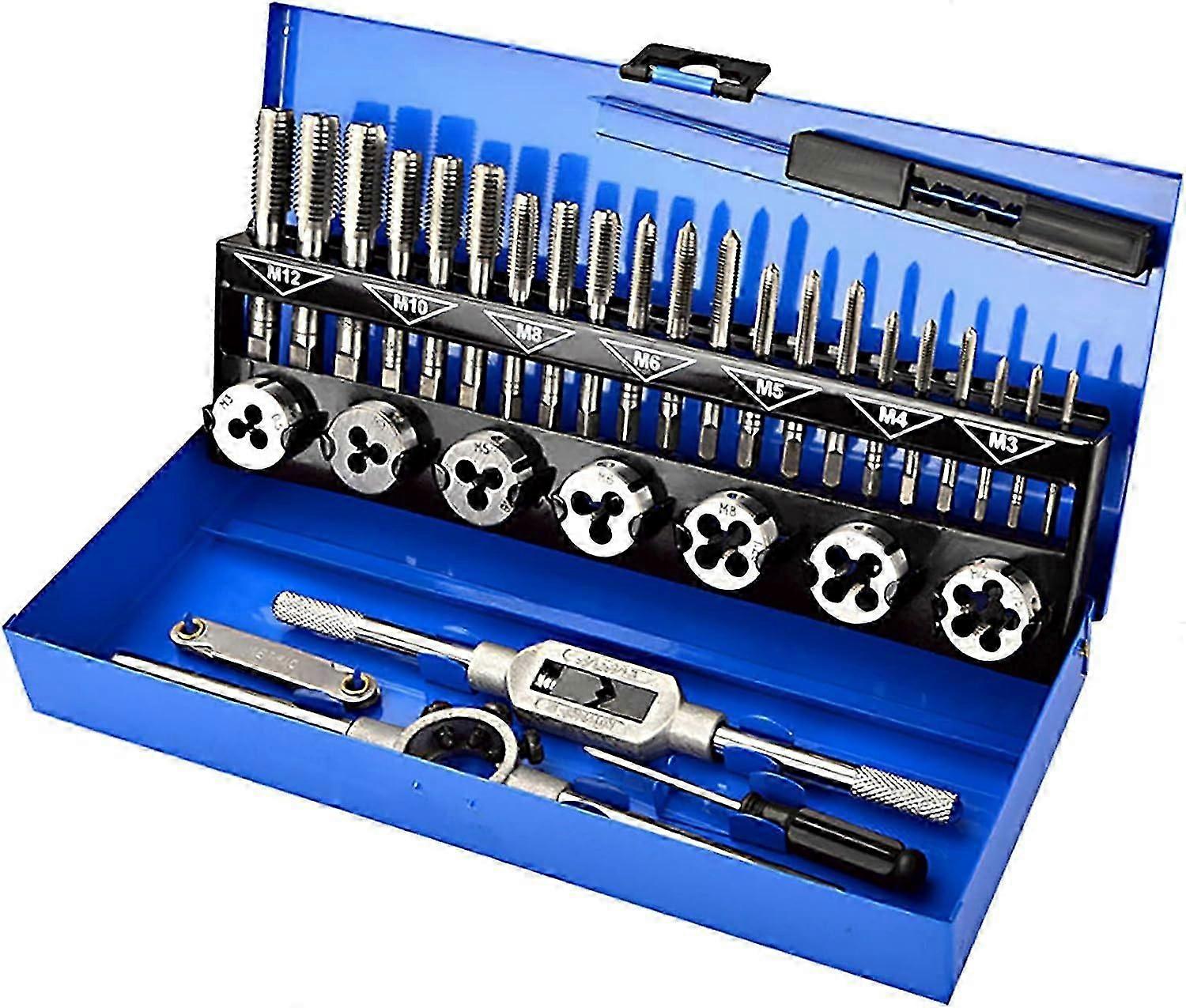 32pcs Alloy Steel Tap and Die Set - Metric Thread Cutting Tools - Threading Kit with Storage Case