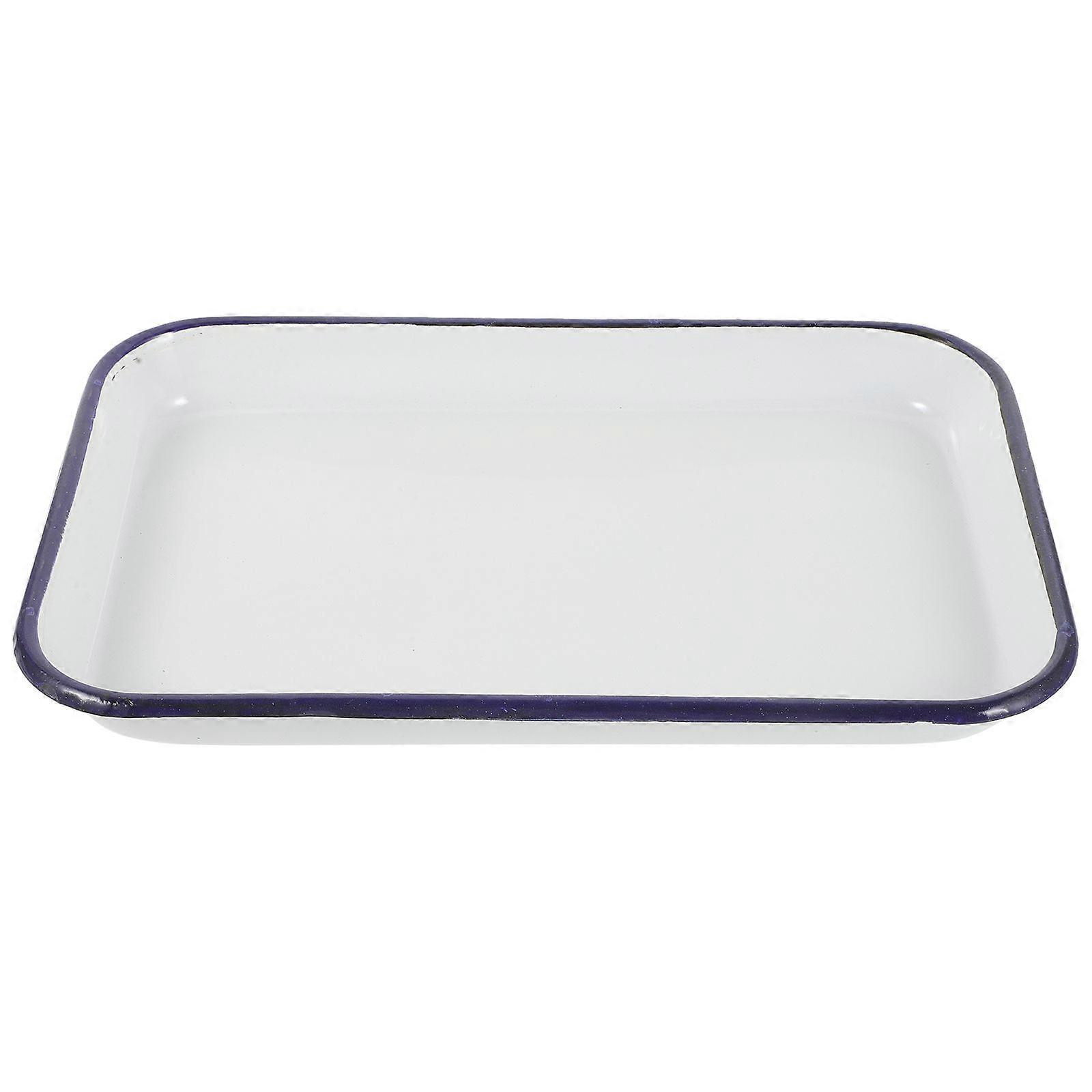 Household Enamel Baking Dish Rectangular Roasting Tin Multi-functional Baking Pan for Kitchen Use