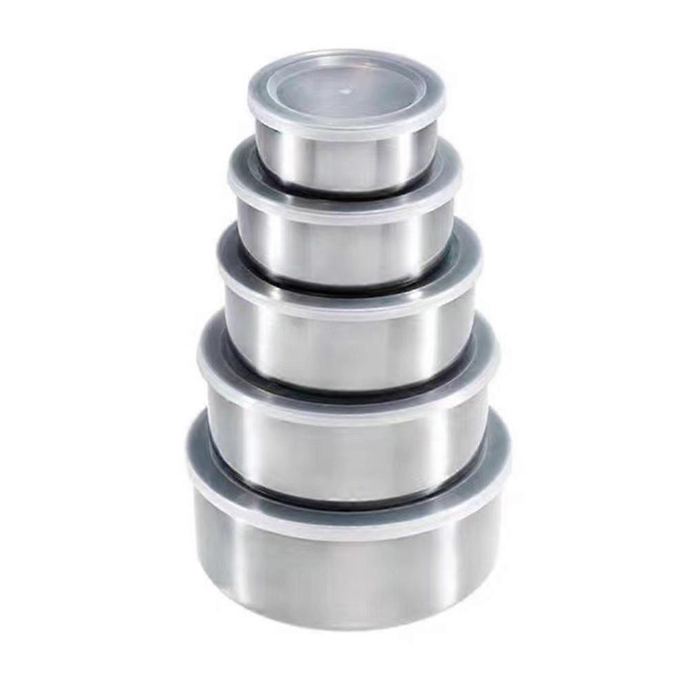 5Pcs/set Salad Bowl Stackable Stainless Steel Mixing Bowl Set with Lid Storage Bowl Whisking Bowl for Serving/Cooking/Baking/Storage
