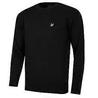 Suéter de golfe masculino Lyle & Scott de algodão merino com gola redonda e bordado
