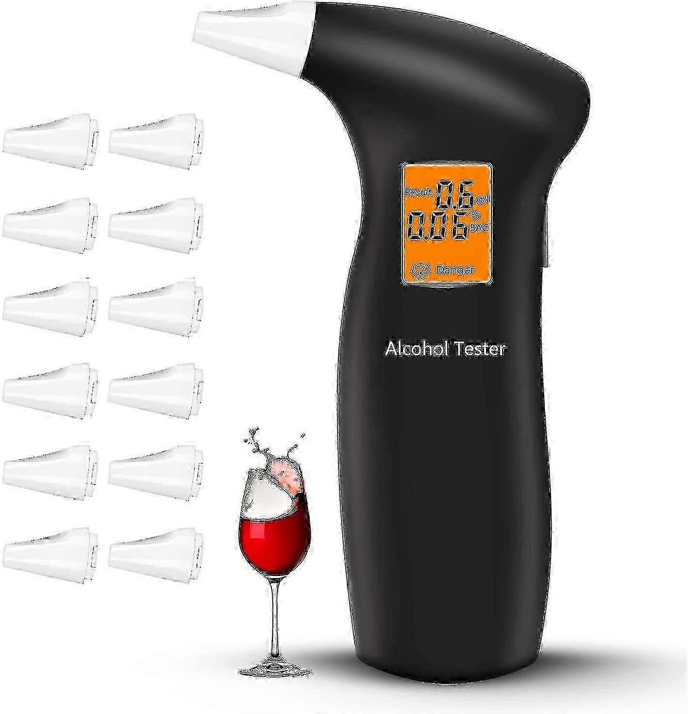 Alcohol Tester Police Precise Alcohol Measuring Devices With 12 Mouthpieces, Fast Professional Alcohol Tester Alcohol Tester High Accuracy With Semico