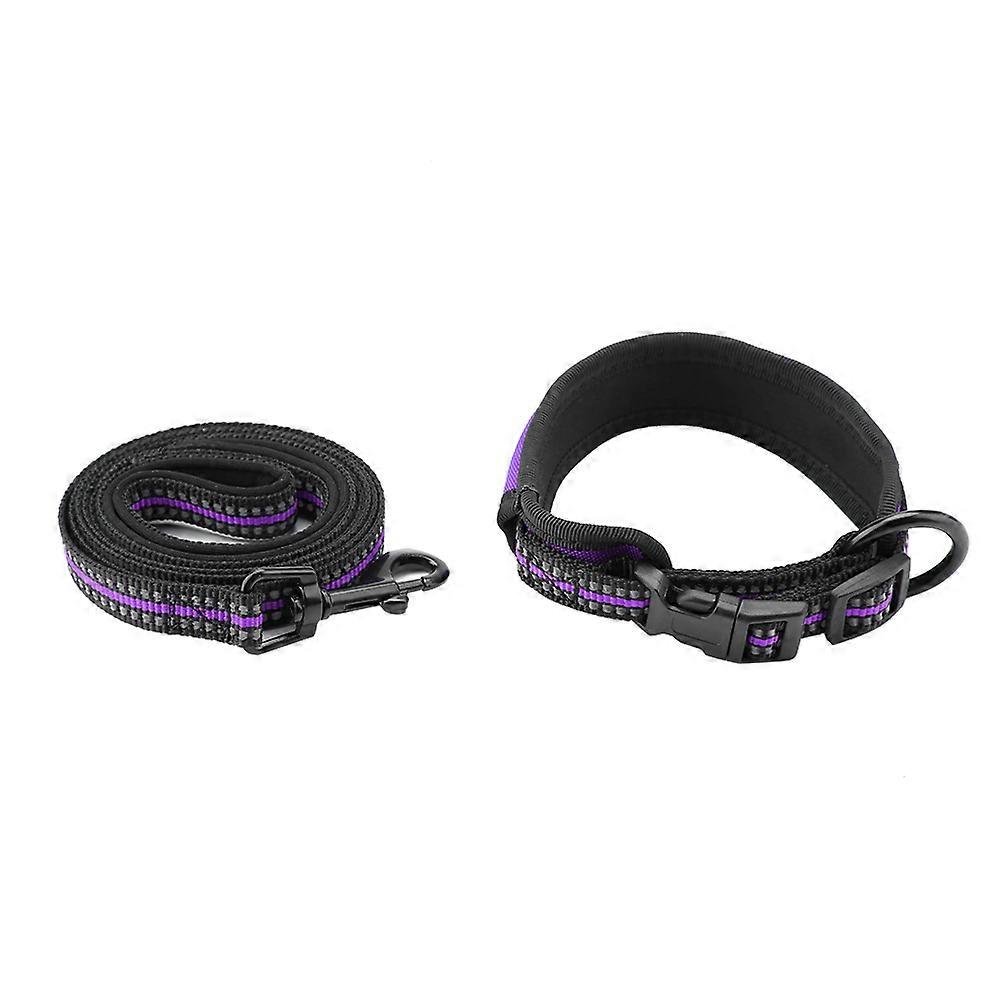 Dog Collar Leash Mesh Adjustable Nylon Traction Leash with Strong Handle