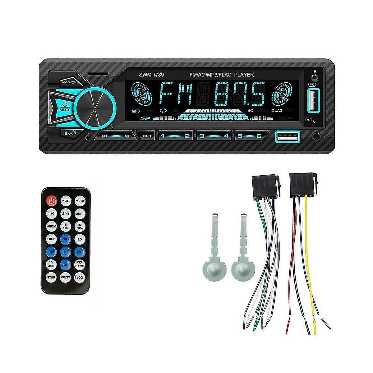 New 7 Colourful Lights FM Radio 1Din Car Wireless Bluetooth 12V MP3 Player Card Inserted U Disk Mul