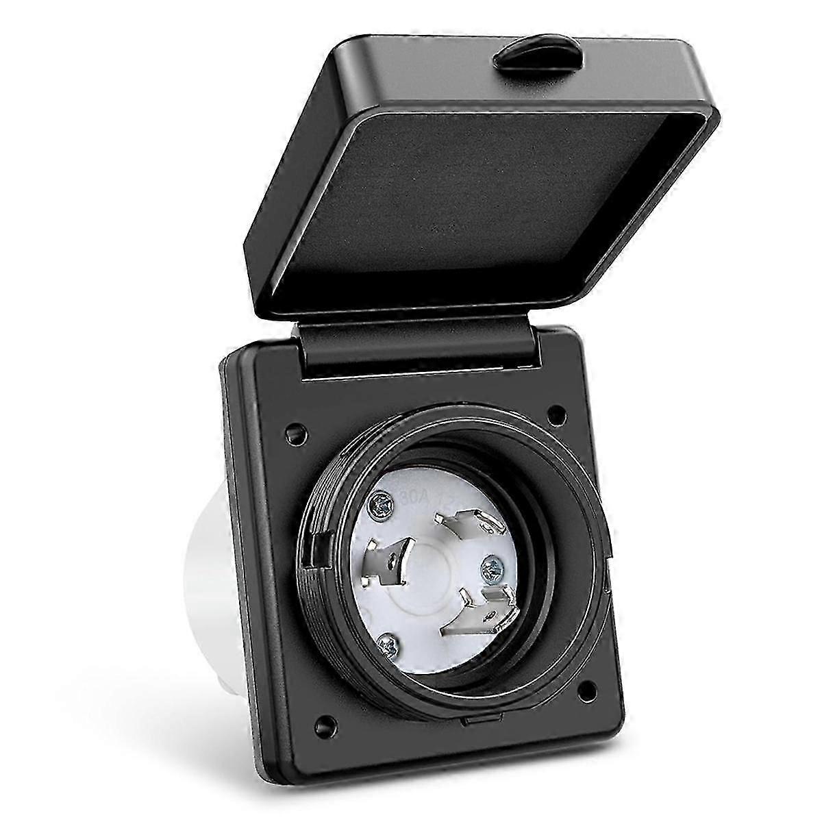 30 AMP RV Shore Power Inlet 125V Twist Lock Receptacle NEMA L5-30P Enclosed Lockable Flanged Male Plug Inlet Box JP