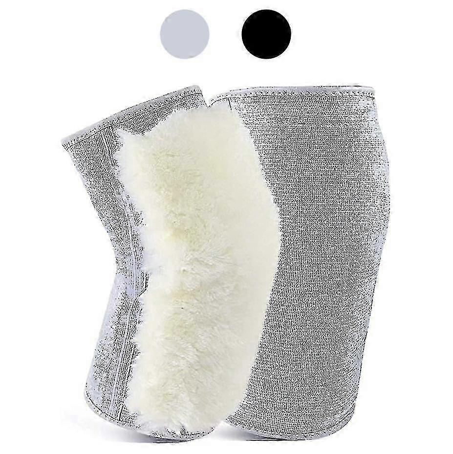 מחממי ברכיים מעבים עם בטנת פליז של Darmowade, 2 יחידות, תומכי ברך קשמיר מצמר, אפור Zekai