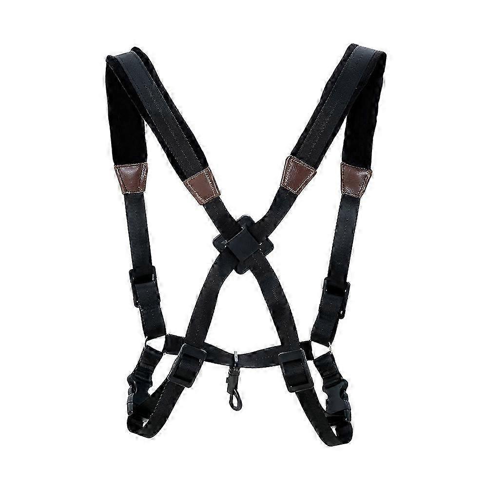 Saxophone Strap,Universal Double Shoulder Leather Strap for Sax, Adjustable Padded Harness Strap for Baritone Tenor Alto DS