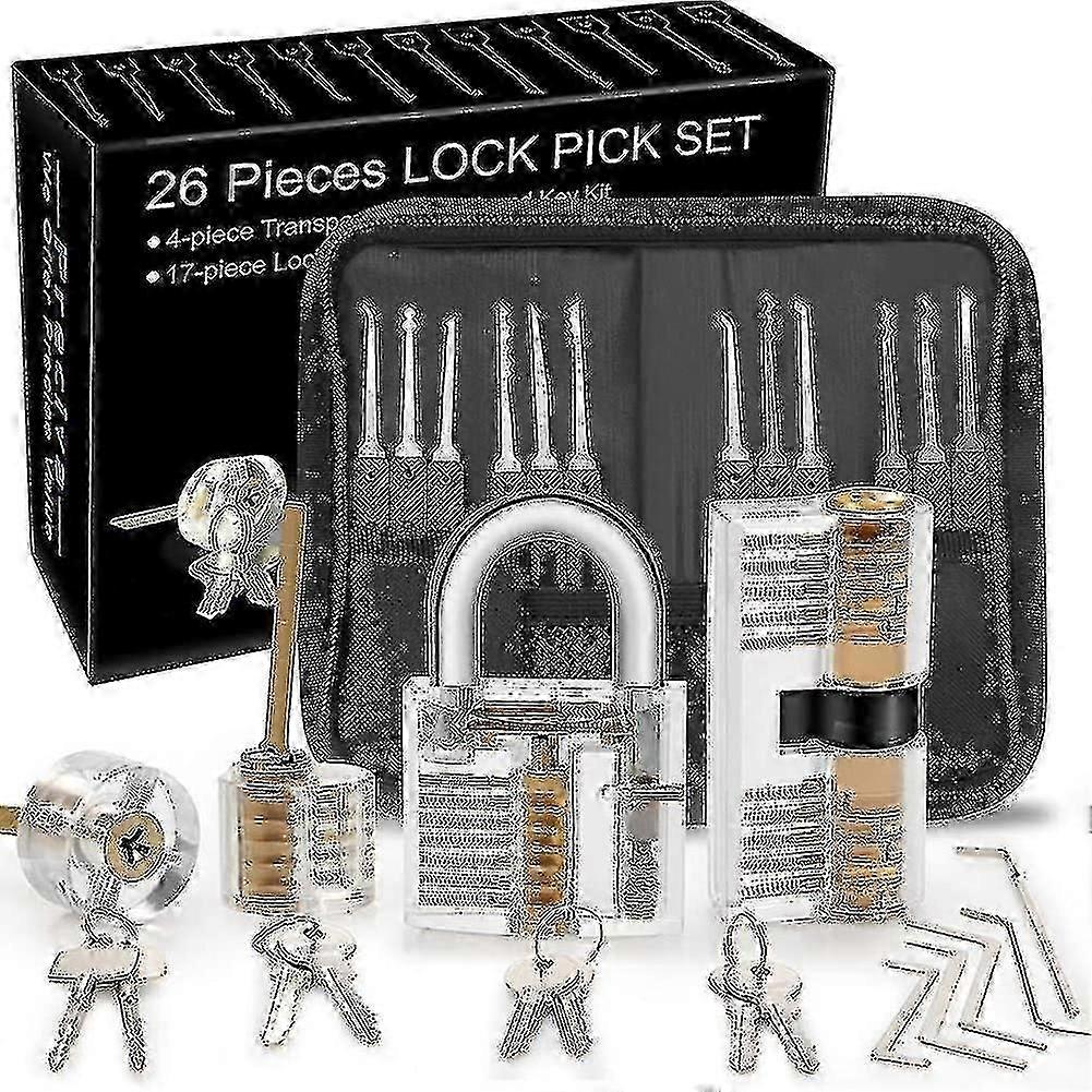 Lock Picking Kit, 25-piece Lock Picking Kit, Practice Tools With 3 Clear Locks