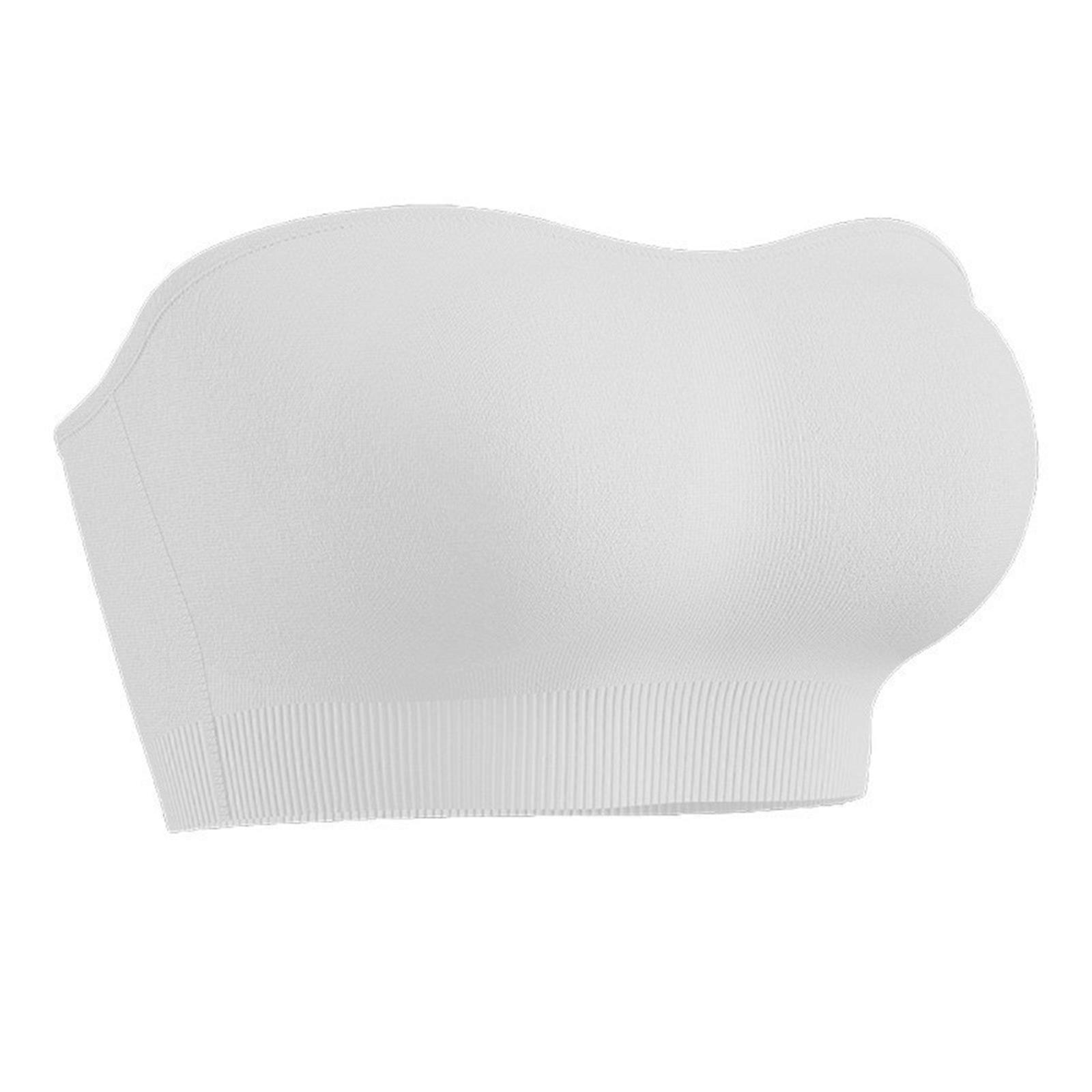 Axelbandslös vadderad bandeau bh för kvinnor halkfri silikon design trådlös tub topp push up bralette underkläder underkläder vit xl