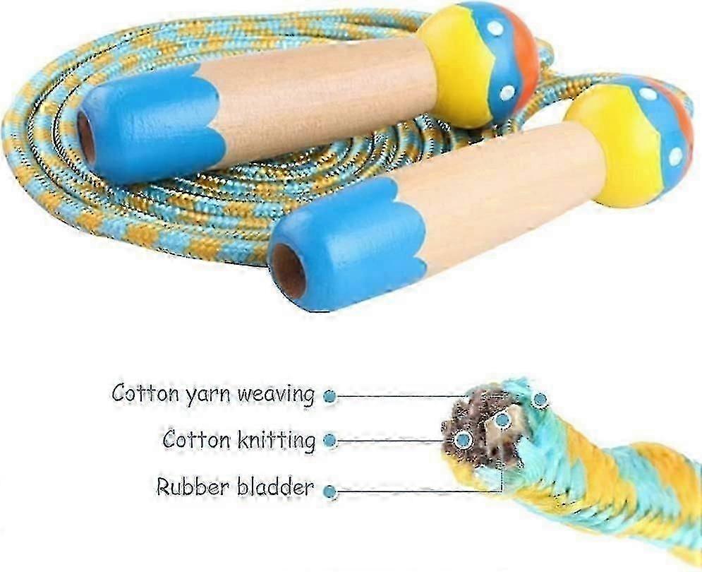 Children's cartoon wooden handle skipping rope, adjustable
