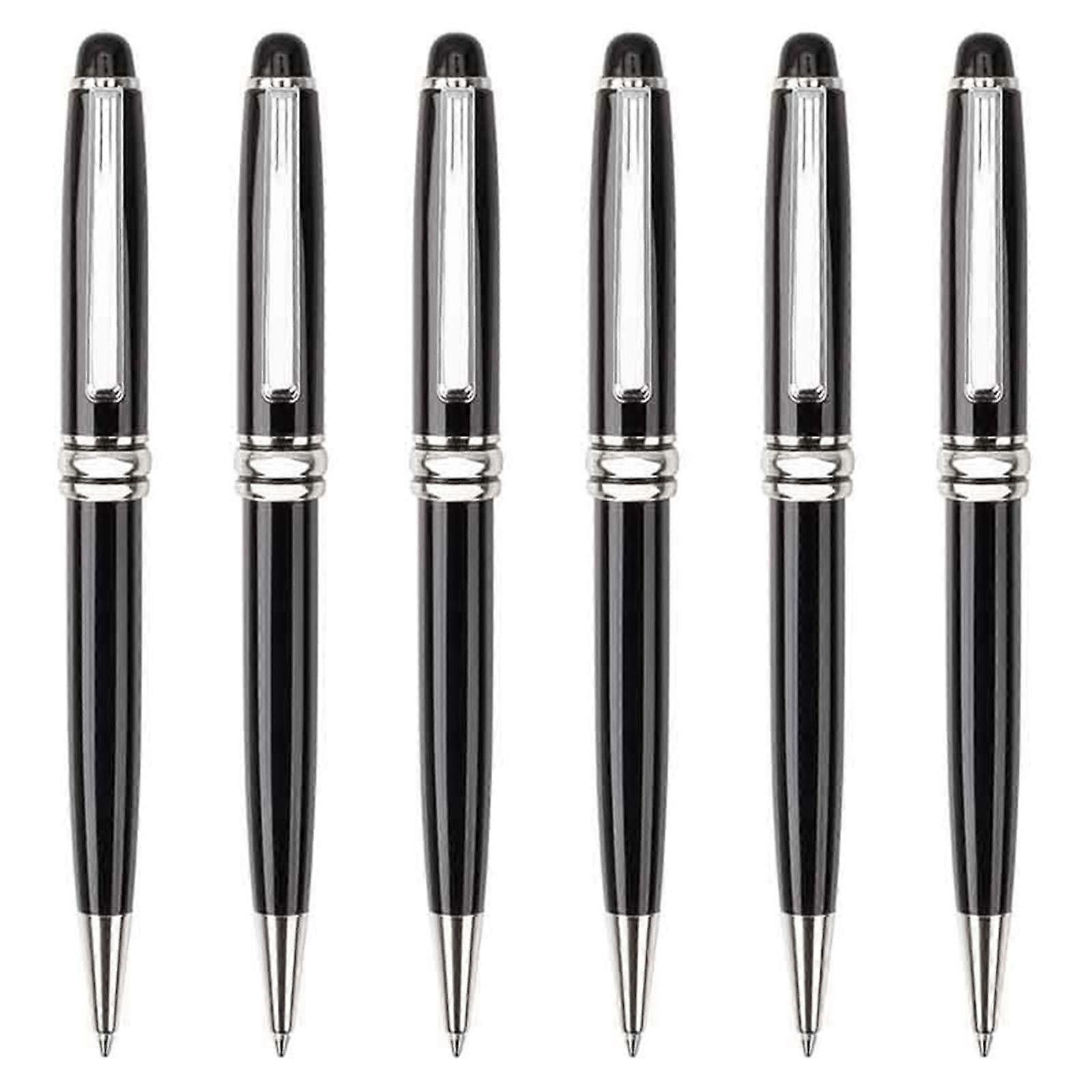6x /セットボールペンメタルシグネチャーペンスムースジャーナリングペンブラックインクライティングペン文房具用品学生用シルバー