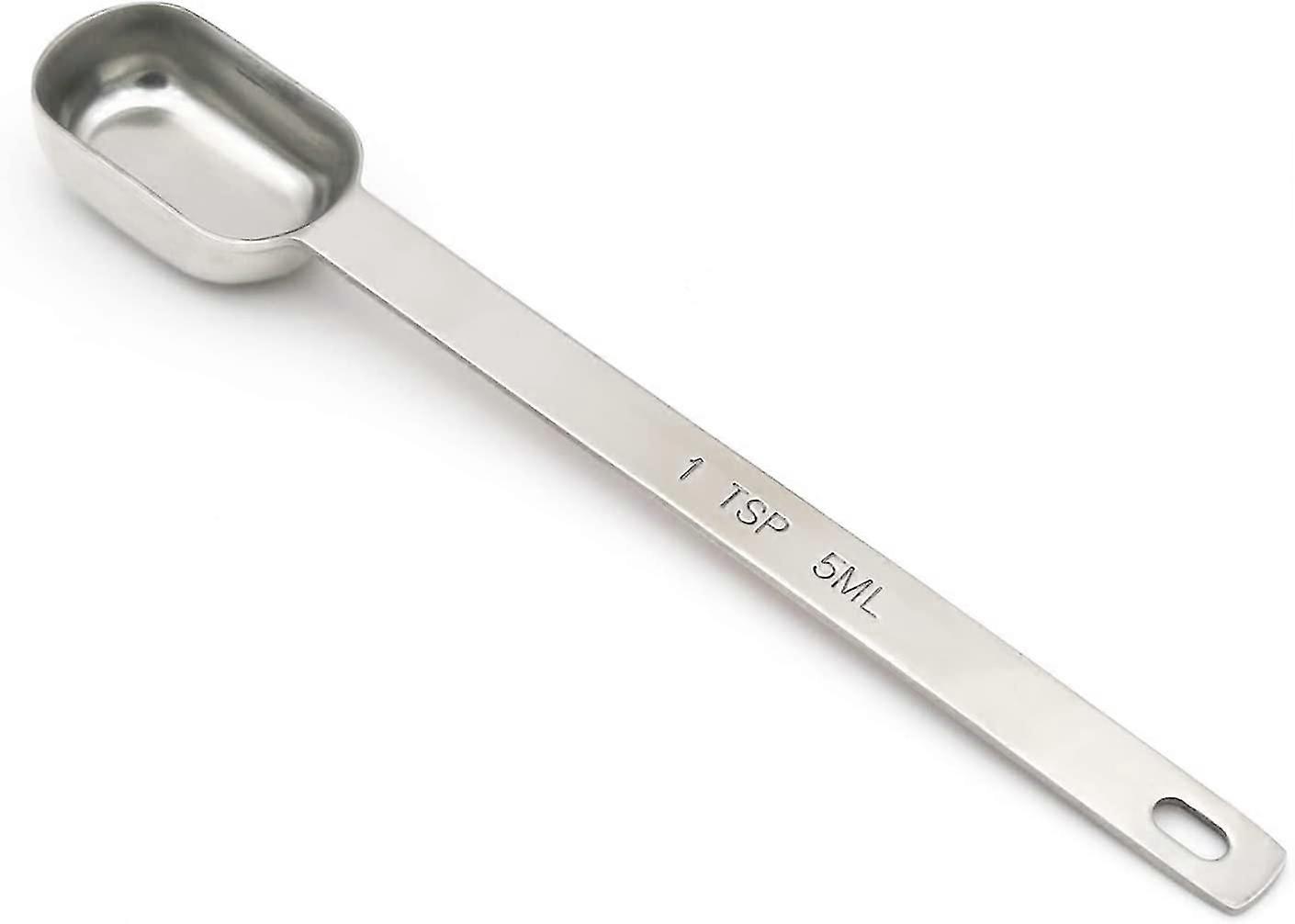 1 Teaspoon(1Tsp | 5 mL | 5 cc | 1/3 Tablespoon) Single Measuring Spoon, Stainless Steel Individual Spoons, Long