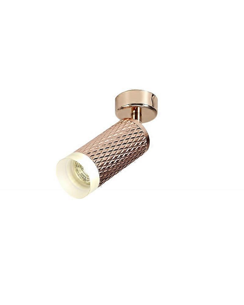 Megan 1 Light Surface Mounted Spotlight Gu10, Rose Gold/acrylic Ring