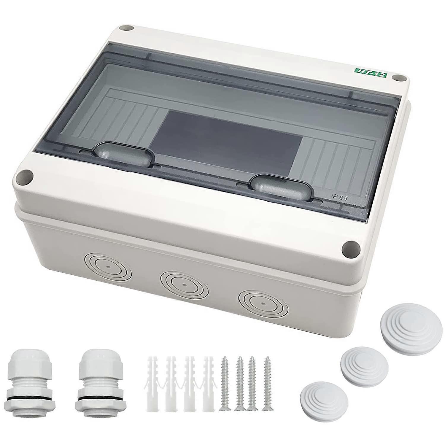 Circuit Breaker Box, 1-row Design, 12 Modules, High Quality ABS Plastic, IP65 Waterproof