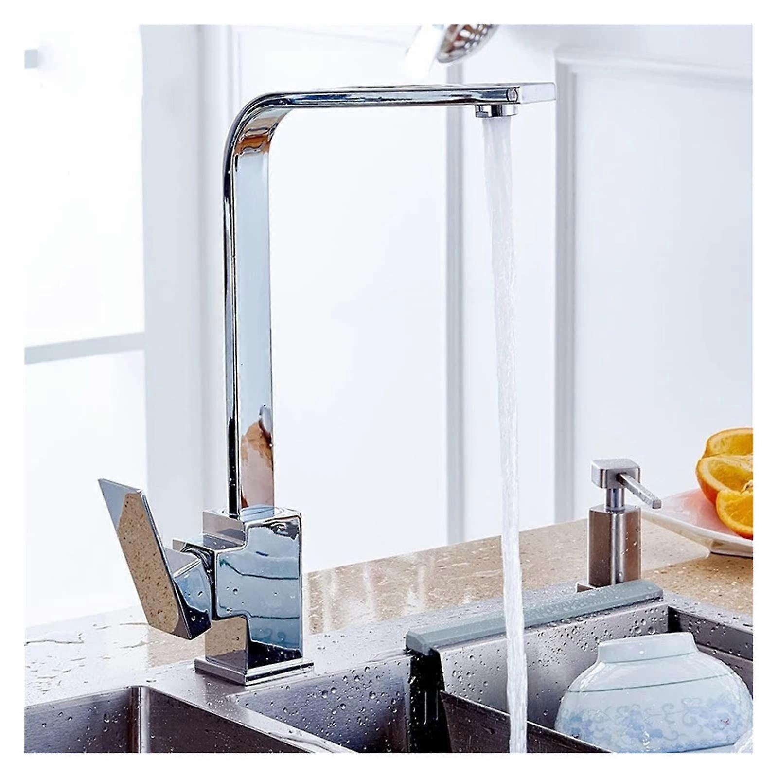 360 Degree Rotation Matte Black Kitchen Faucets Deck Mounted Hot And Cold Water Mixer Single Handle Spout