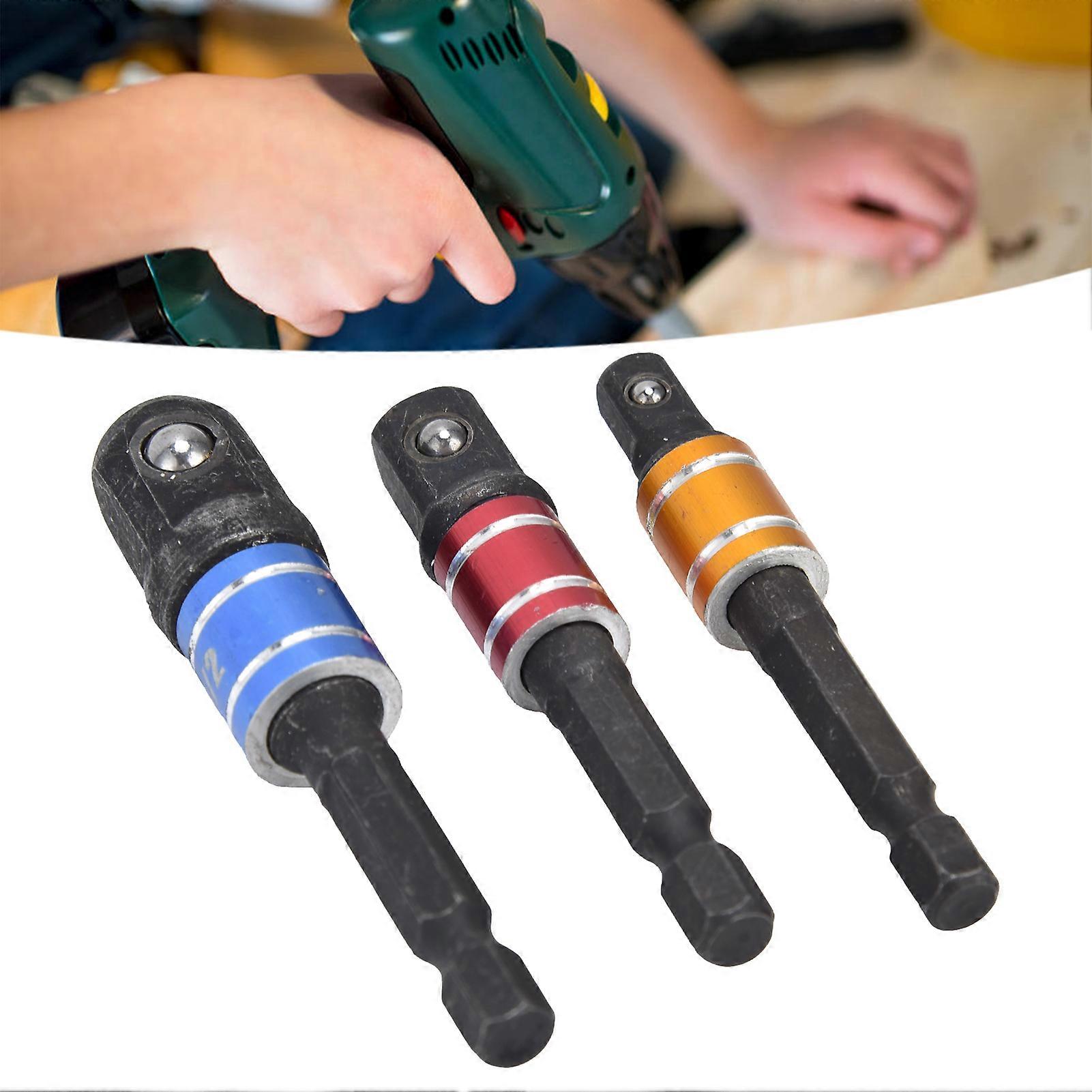 Socket Adapter 1/4in Hex Shank Square Head Extension Bit Tool Set Kit for Screwdriver