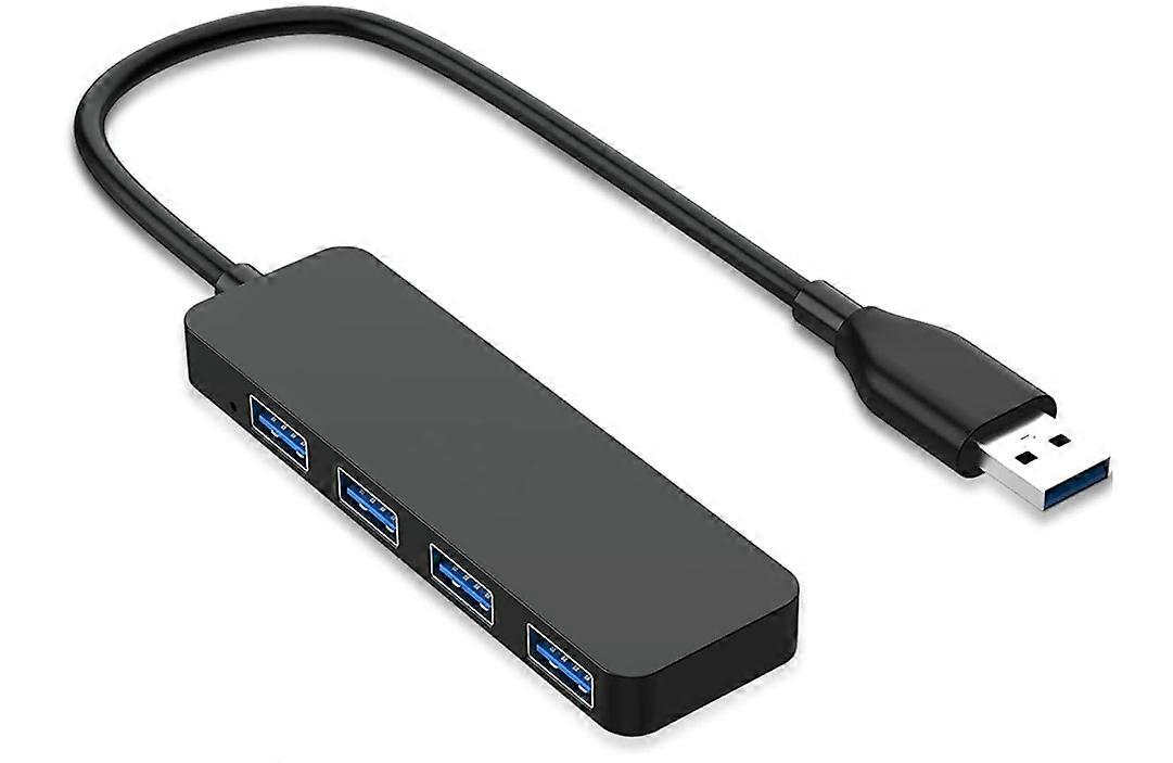 USB Hub, 4 Port USB 3.0 Ultra Slim Data Hub, USB Extension Hub Multi USB Port Hub, USB Extender Lead Adapter for Macbook, Mac, iMac, Laptop, PC(Black)