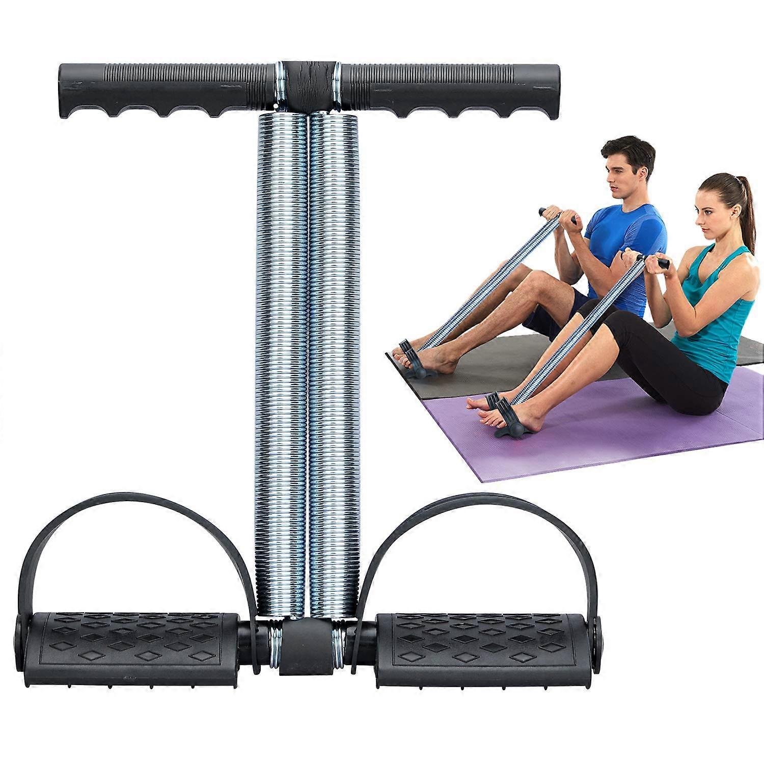 Elastic Sit Up Equipment, Pull Rope Dual Tension Spring Foot Pedal Sit Up for Abdominal