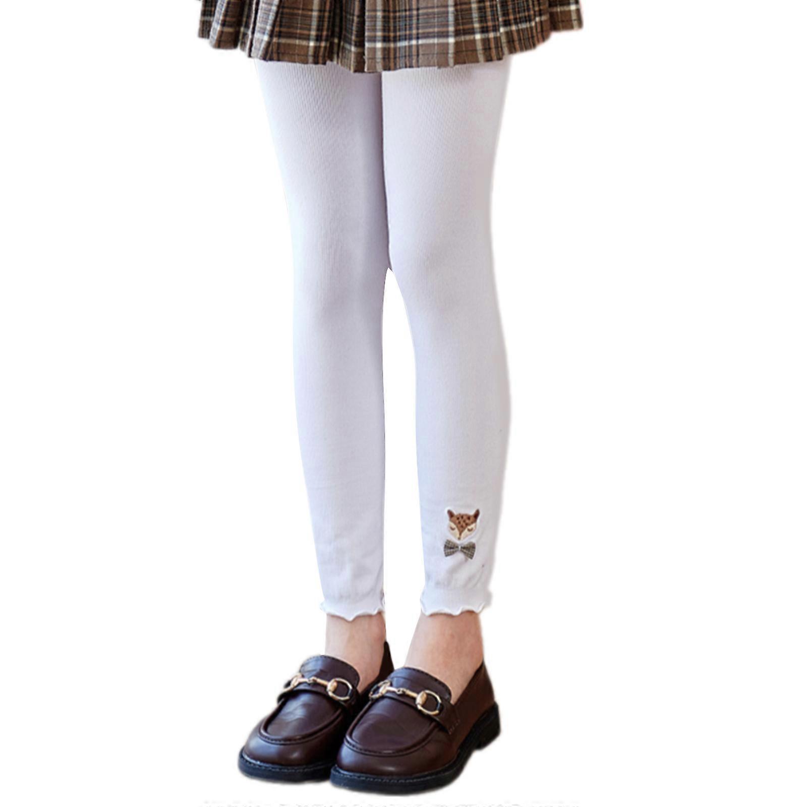 Enfants collants filles automne hiver mince polaire doublé leggings confortable chaud neuf points bas pantalon pour 3-12 ans blanc XL