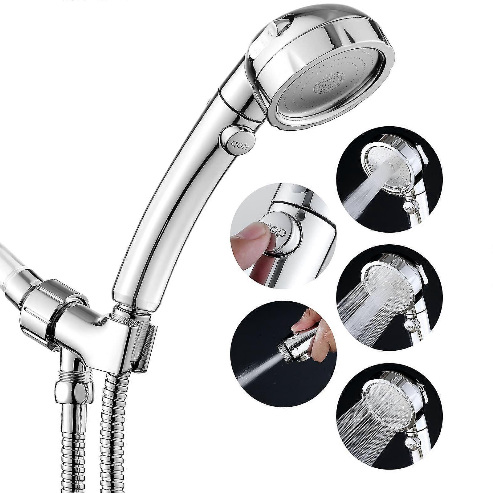 Jonkean High Pressure Shower Head with 3 Spray Settings, Water-Saving Handheld RV Shower Hose, Durable Design and Easy Installation