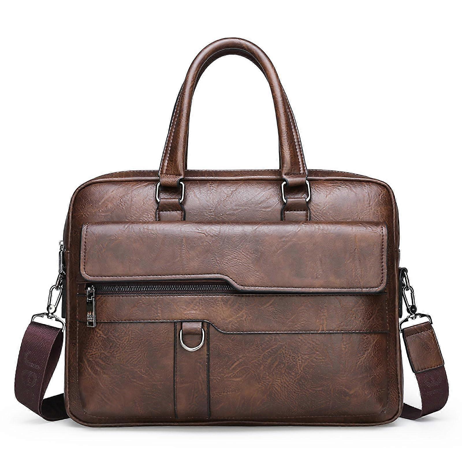Leather Briefcases Laptop Bag For Men 15.6 Inch Waterproof Tote Computer Bag With Multiple Pockets and Stylish Design