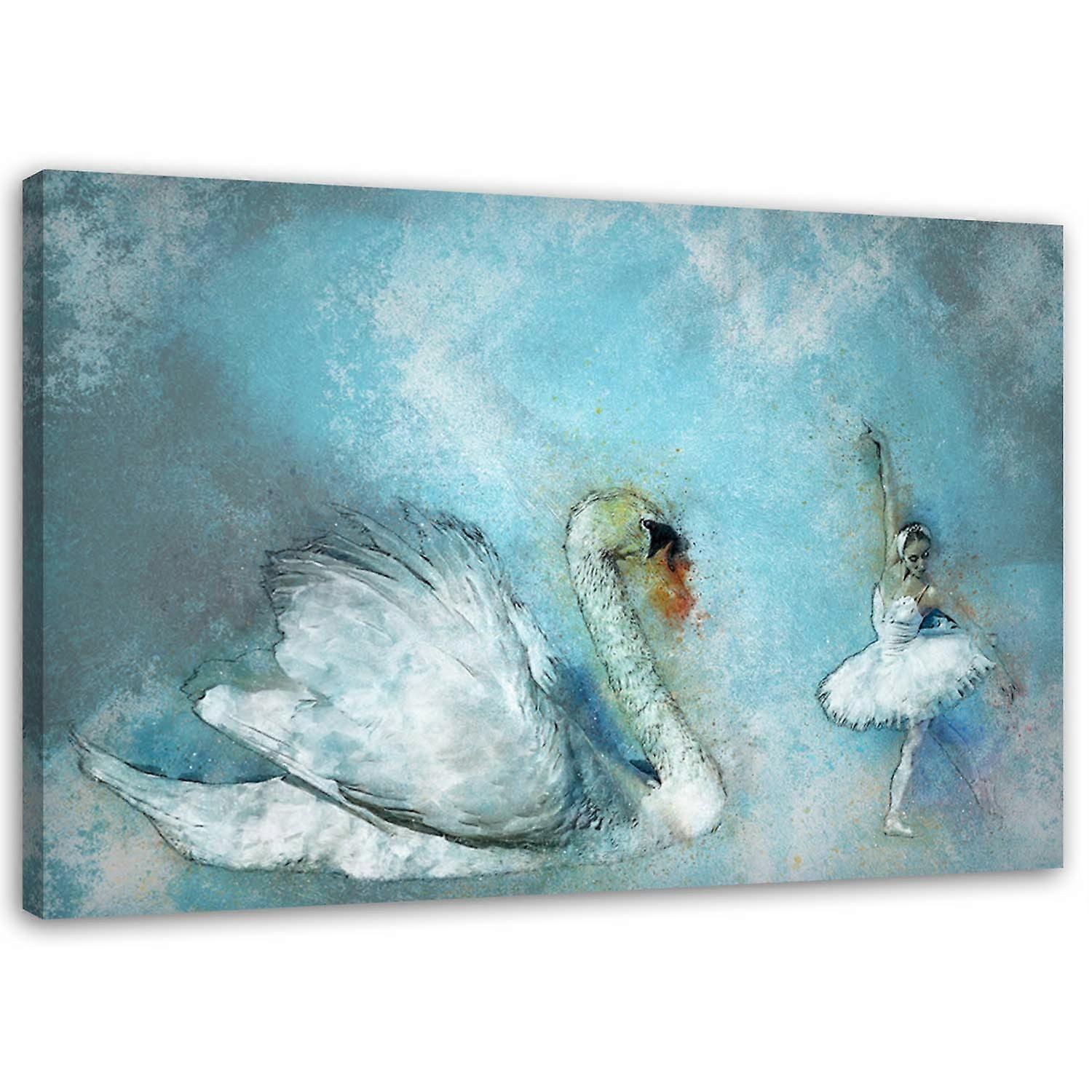 Quadro su tela, Cigno e ballerina - 60x40