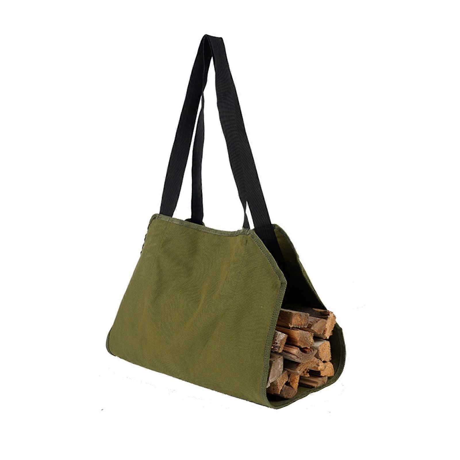 Log Tote Carrying Bag for Firewood, Canvas Firewood Carrier with Handles, Outdoor Camping Log Holder, Color 01