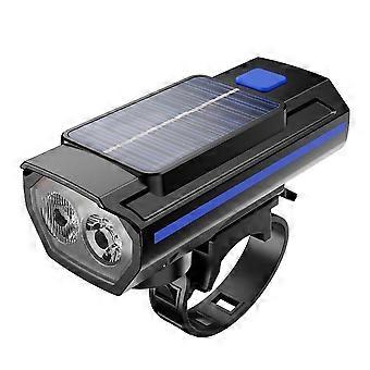Solar Bike Light with Horn and Power Display, USB Rechargeable, Waterproof Front Lamp for Velocador
