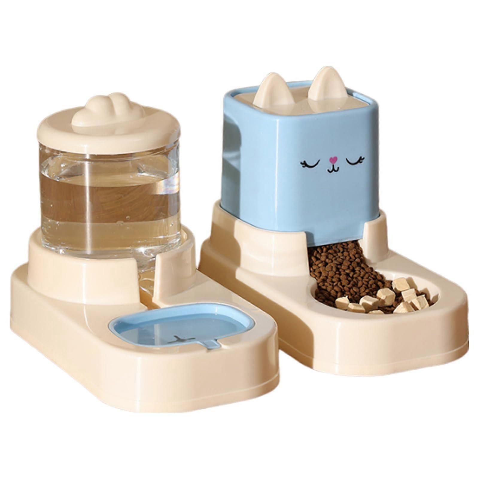 Automatic Cat Feeder and Water Dispenser With Large Capacity, Anti-Slip Waterer, Auto Fill, Blue, Stylish Bowls