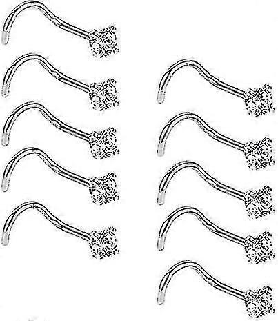 10 Pcs Stainless Steel Nose Screw Curved Nose Stud Nose Stud Nose Cubic Zirconia Body Piercing Jewellery