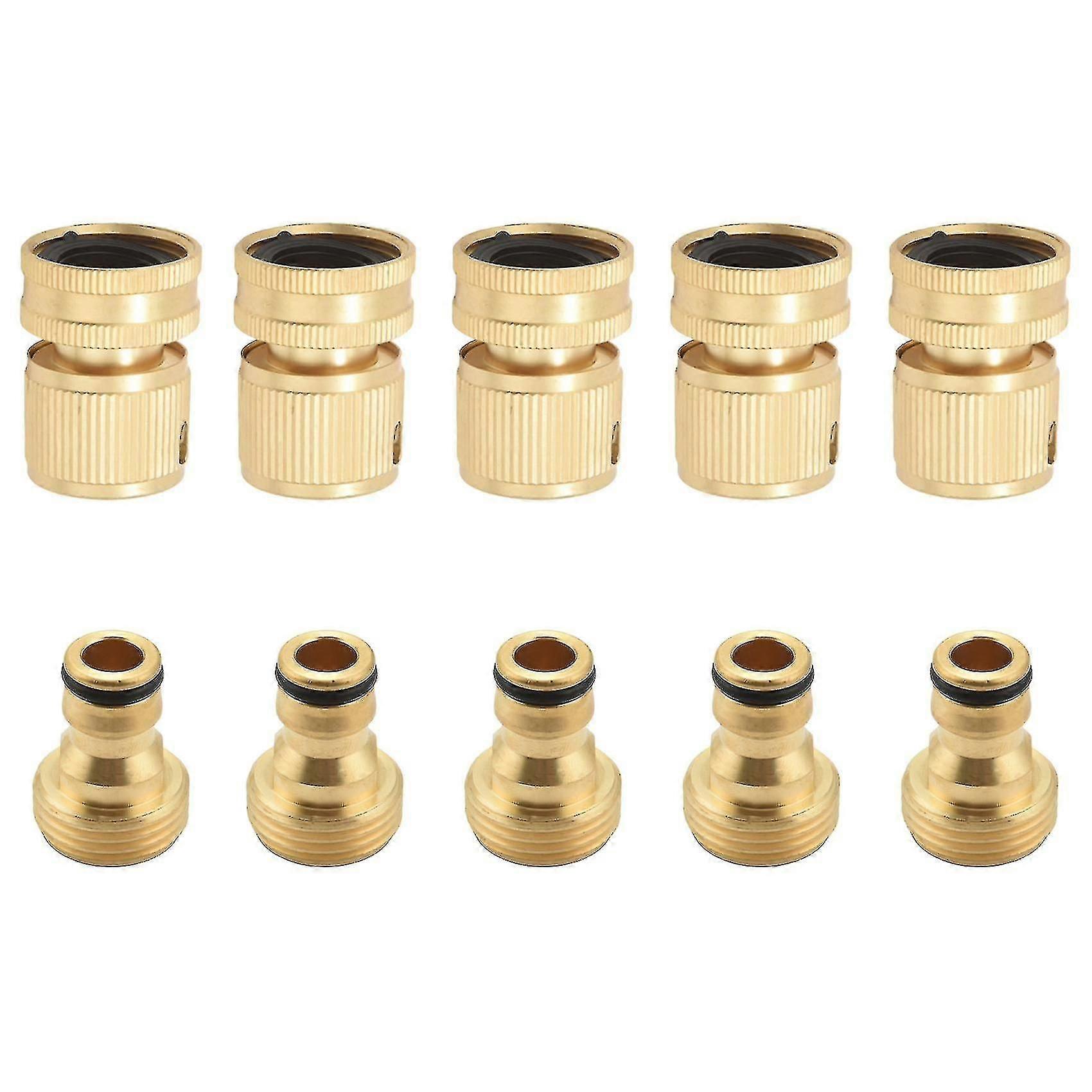 Garden Hose Quick Connectors Solid Brass 3/4 Inch Value 5 Pack