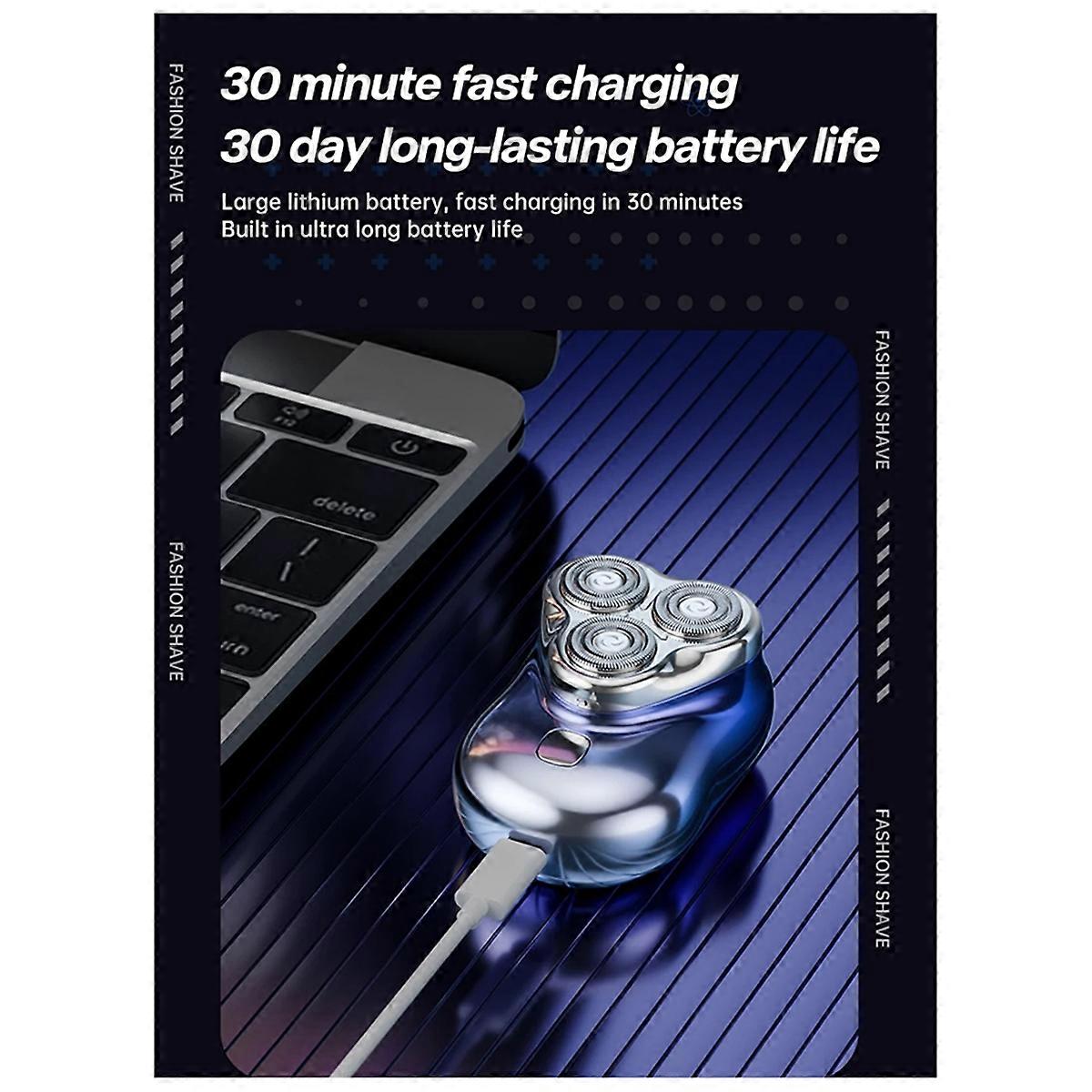 3D Floating Magnetic Blade Men Electric Shaver Mini Portable Beard Cutter Rechargeable Rotary Electr