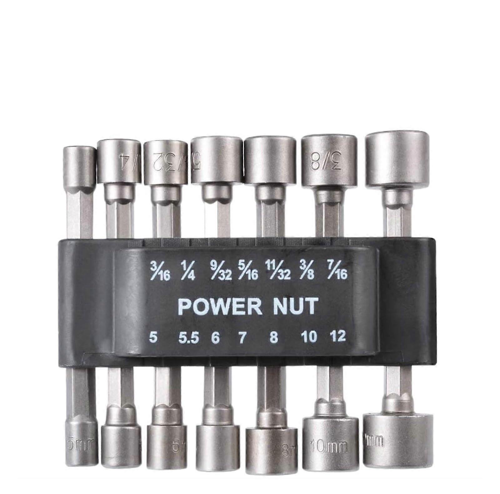14pcs Power Nut Driver Drill Bit Set 512mm Hexagonal Shank Hex Nut 1/4 Socket Inches Screw Metric Driver Tool Set Adapter Drill Bit Socket Socket