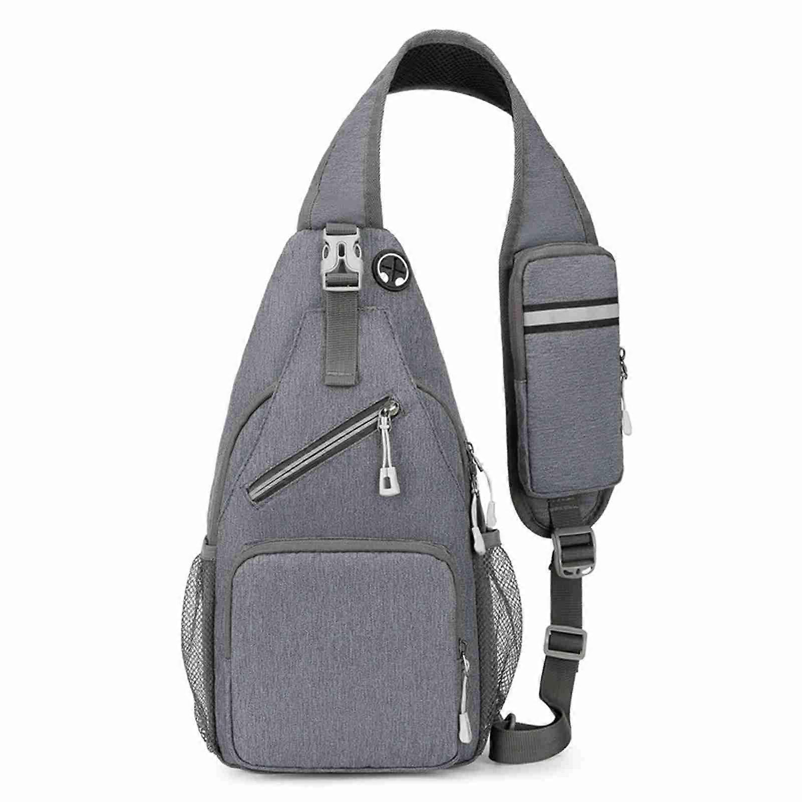 Light Grey Crossbody Bag Multi-Functional Chest Bag Outdoor Travel