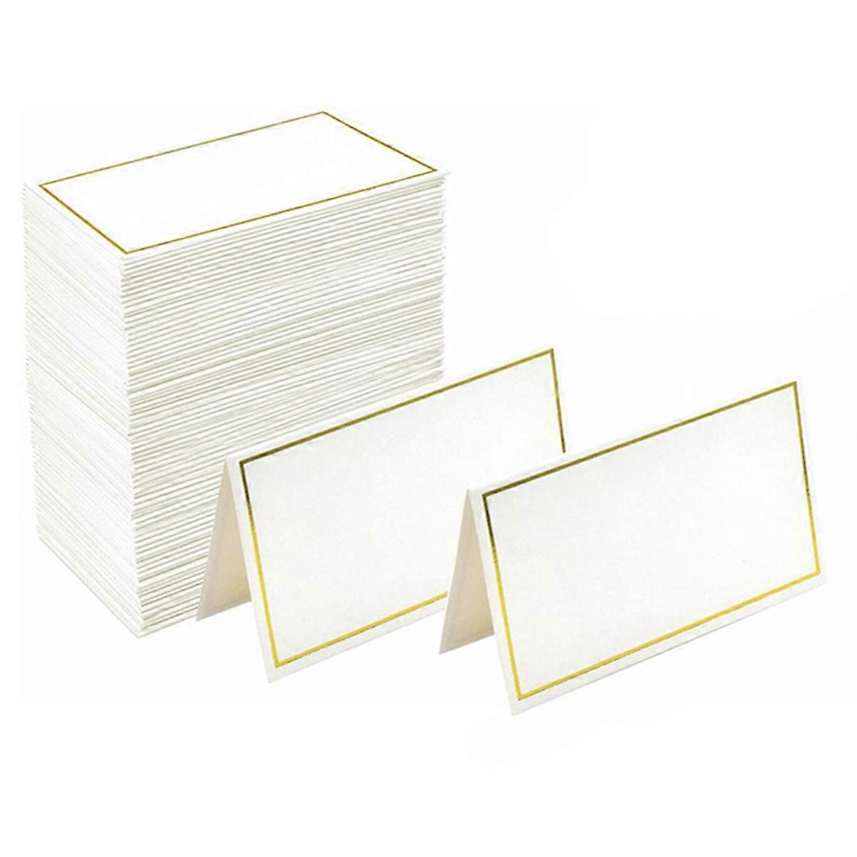 Place Cards 120 Small Tent Cards with Gold Foil Borders
