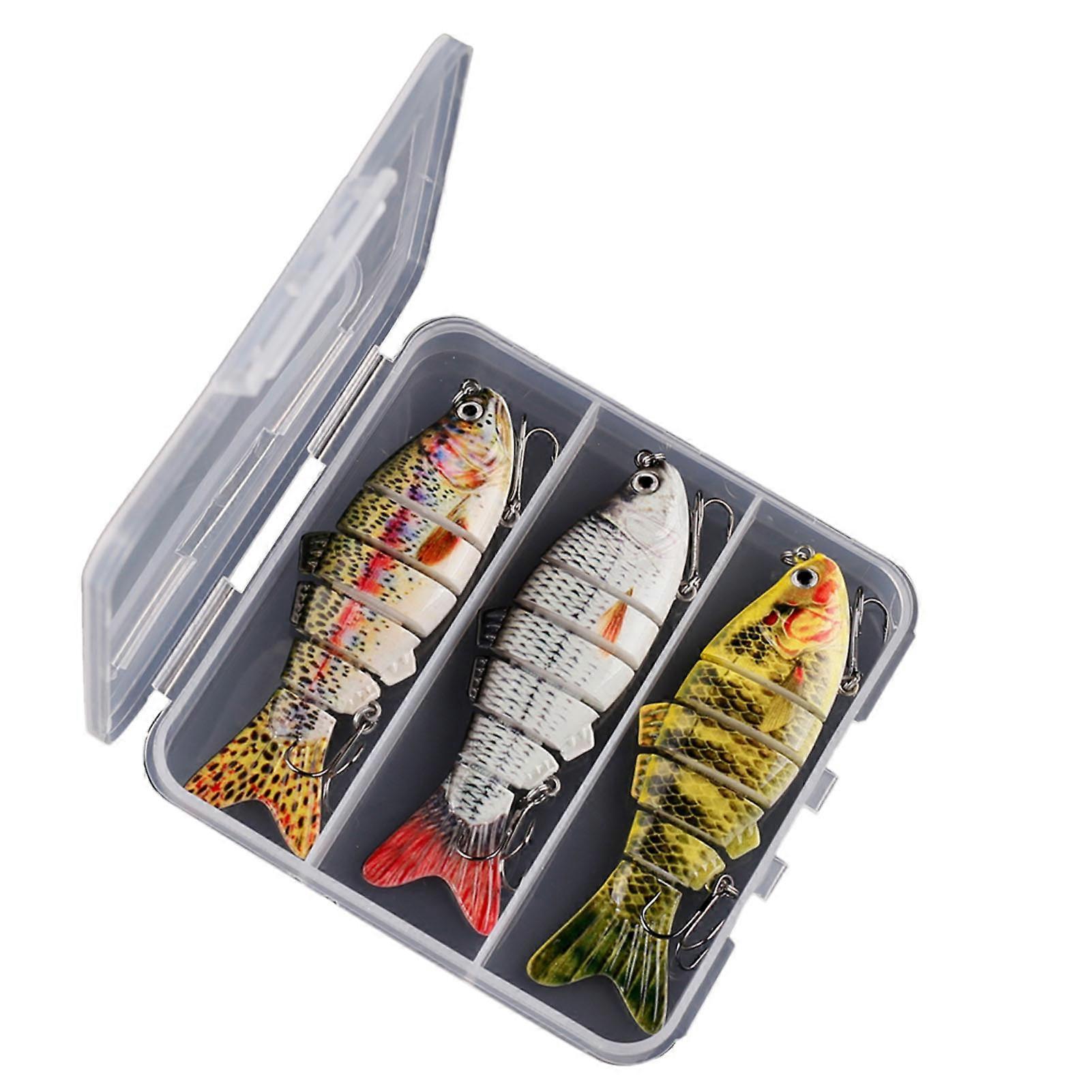 Angelköder für Barschforelle 6-Segment-Hartkörperköder mit Drilling-Swimbait