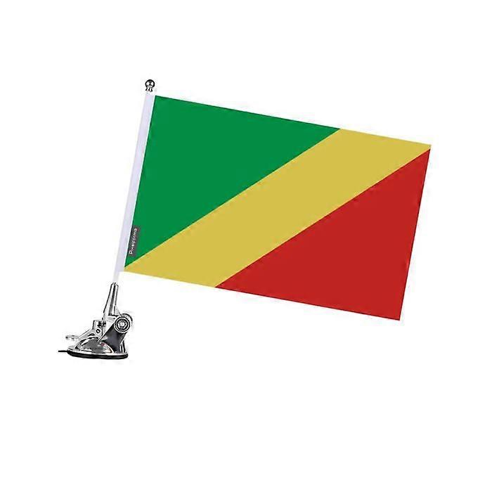 Flag - Republic of Congo - 27 x 35 cm - Suction Cup Pole - Polyester - Double-Sided Print