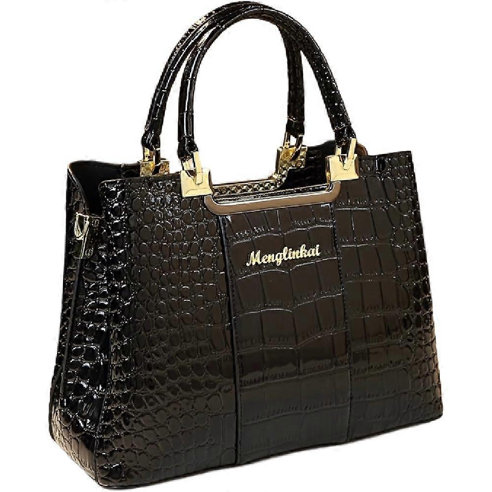 Crocodile Pattern Leather Women's Satchel Bag Top-Handle Tote Shoulder Messenger Purse for Moms