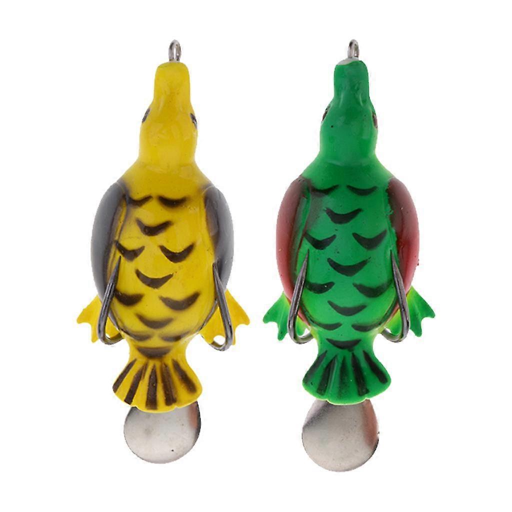 2pcs Little Duck Fishing Lures 3D Realistic with Spoon Pike Fishing Baits