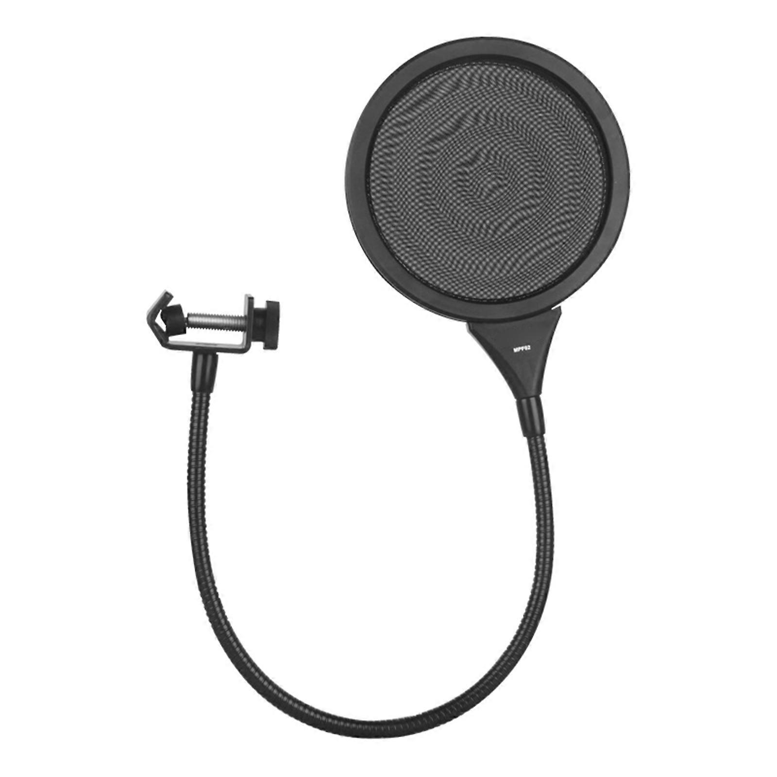 Professional Microphone Popping Filter Blowout Prevention Net With Double Layer Metal Mesh for Studio Recording