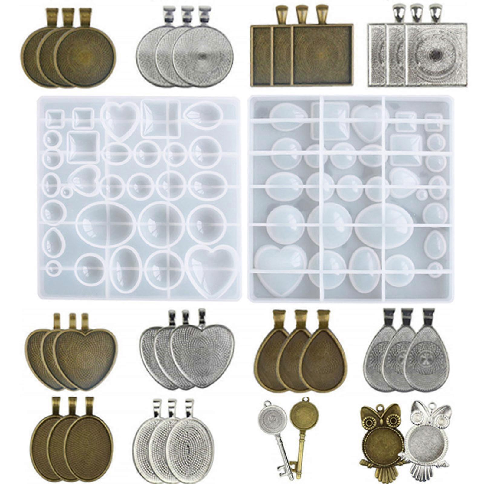 Gemstone Ornaments Silicone Mould Gems UV Epoxy Resin Mold Round Square Heart Teardrop Oval Pendants Resin Casting Mold