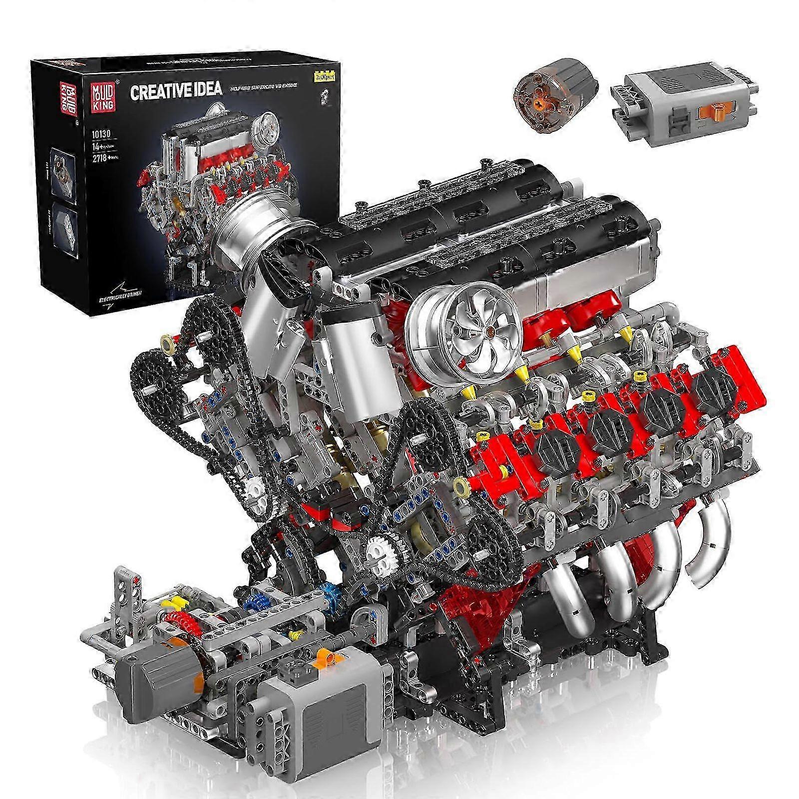STEM V8 Engine Model Kit Suitable for Adult Enthusiasts, 8-Cylinder 3.9-Liter Twin-Turbo Engine for Mechanical Engineering Projects, Running