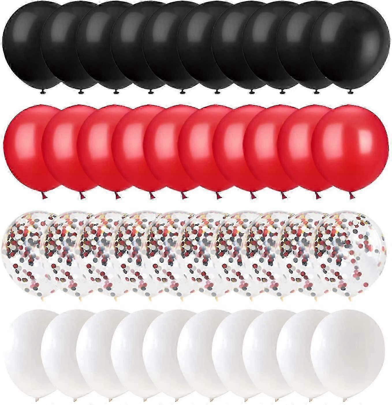 60ピースブラックレッド紙吹雪バルーンキット、12インチブラックレッドホワイト紙吹雪バルーンリボン付き